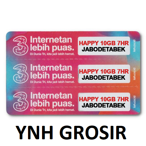 VOUCHER THREE HAPPY 10GB + 5GB Lokal 7HR JABODETABEK